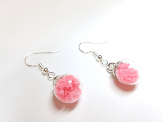 pink leuchtende Kugel Anhänger Ohrringe